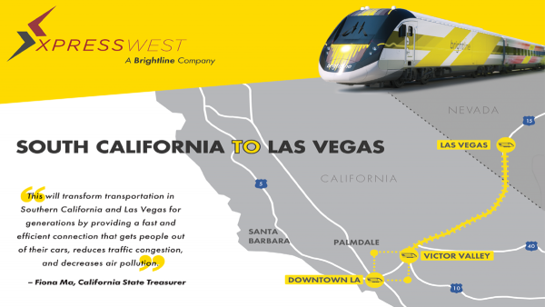 南加州到拉斯維加斯高鐵 子彈頭列車將開工建造